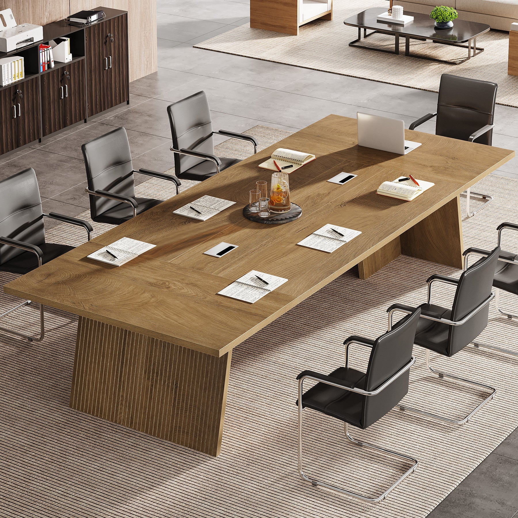 94.5" Conference Table, 8FT Meeting Desk with Cable Grommet for 10 People