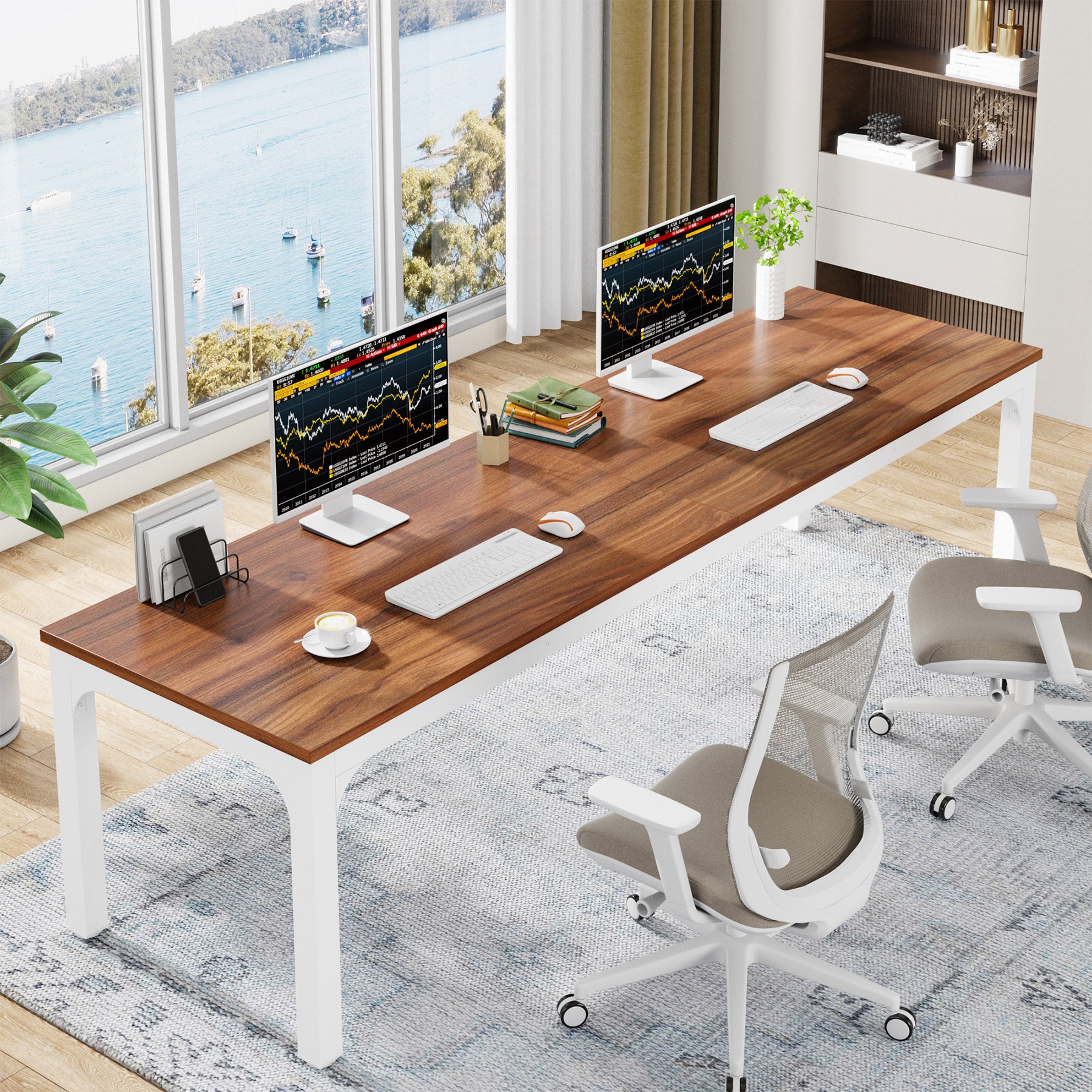 Rectangle Executive Desk, 78.7" Computer Desk 6FT Conference Table