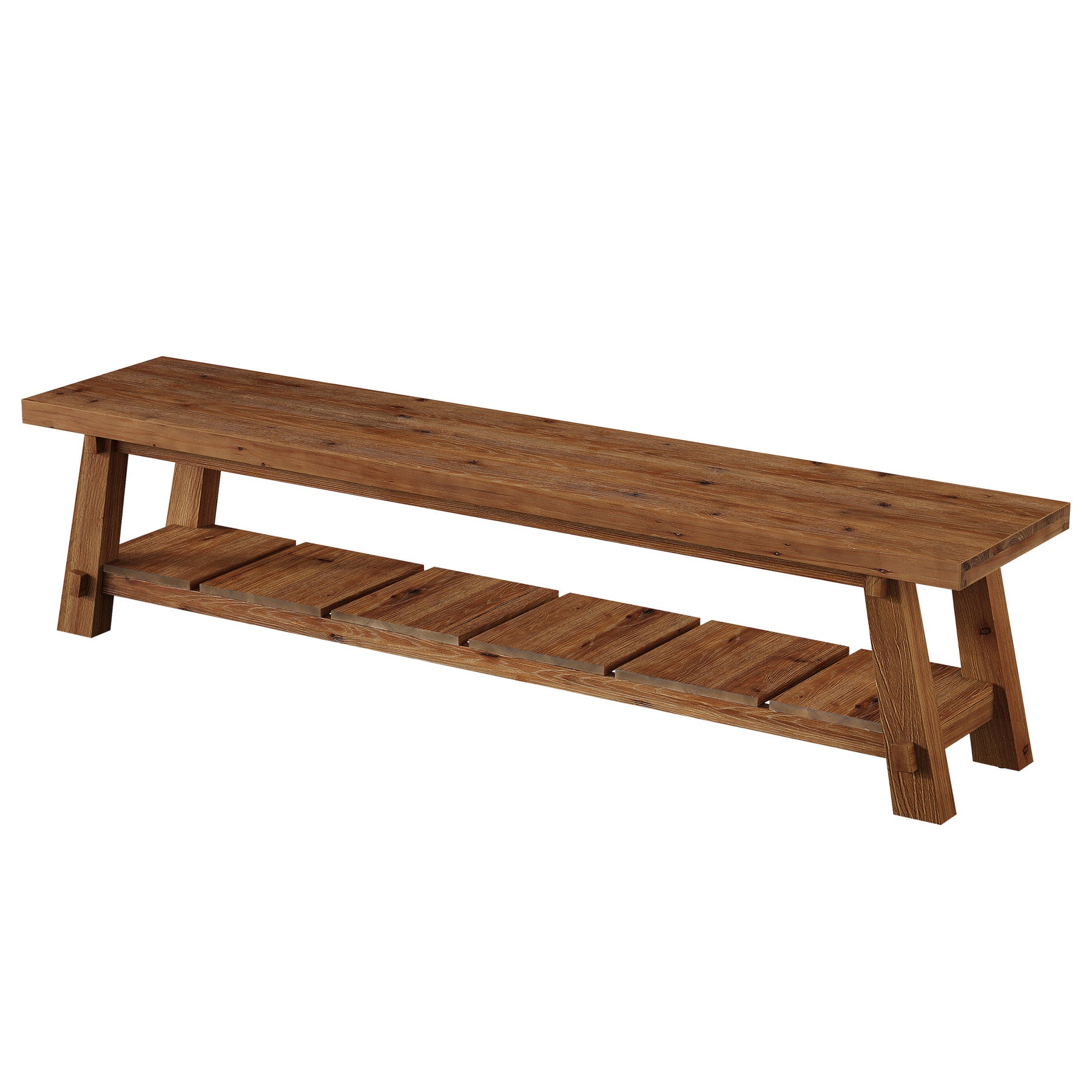 71" Solid Wood TV Stand, Entertainment Center with Open Shelves for TVs up to 85"