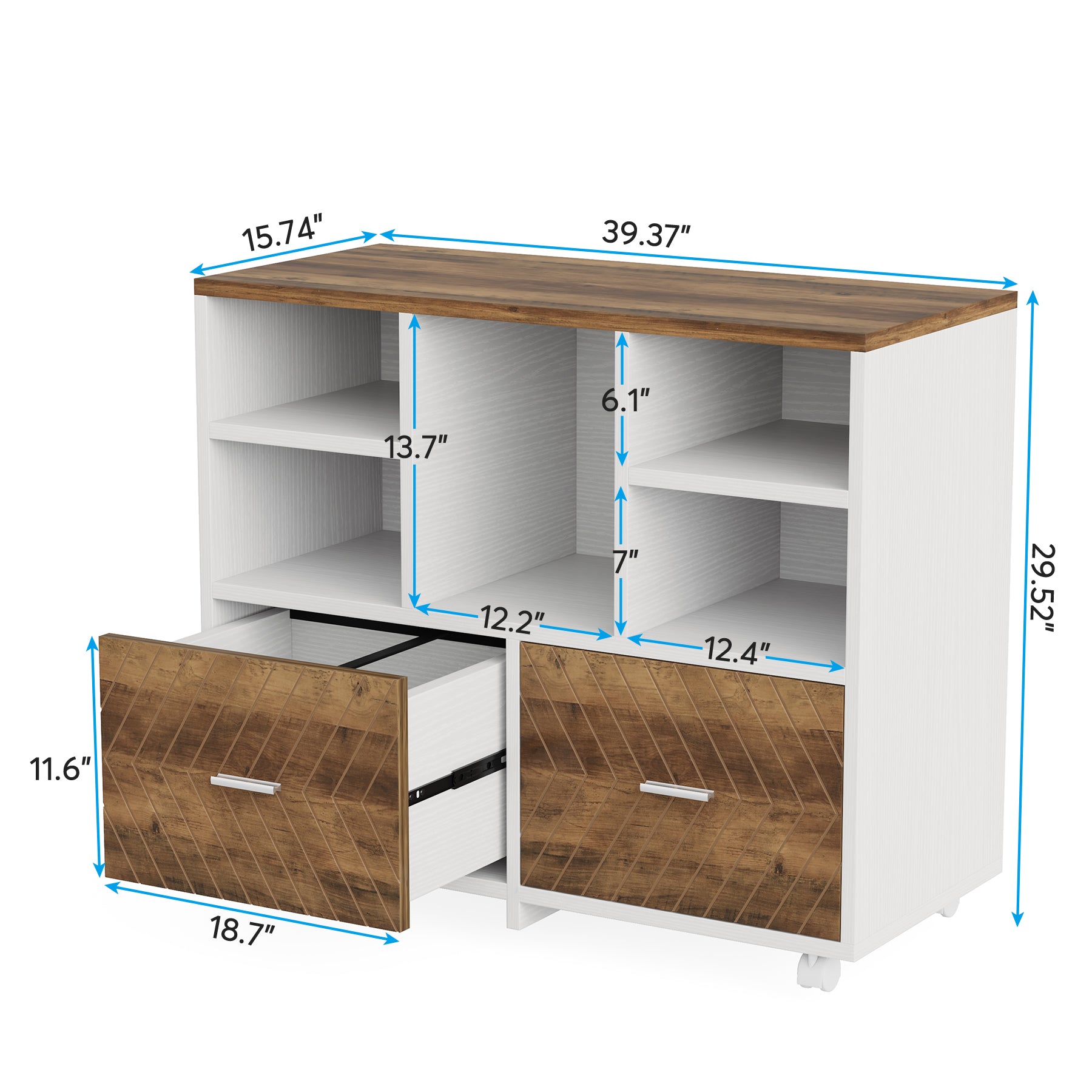 2-Drawer File Cabinet, Mobile Lateral Filing Cabinet for Home Office