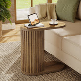 23.62" Fluted C-Shaped End Table with Oval Top, Narrow Side Table for Couch 3