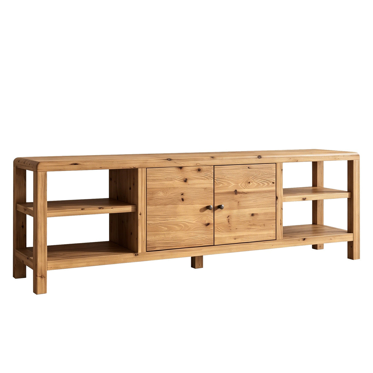 70.9" Solid Wood TV Stand with Door and Storage Shelves for TVs up to 80"