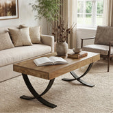 47.2" Coffee Table, Rectangle Center Table with Curved Cross Legs for Living Room 3