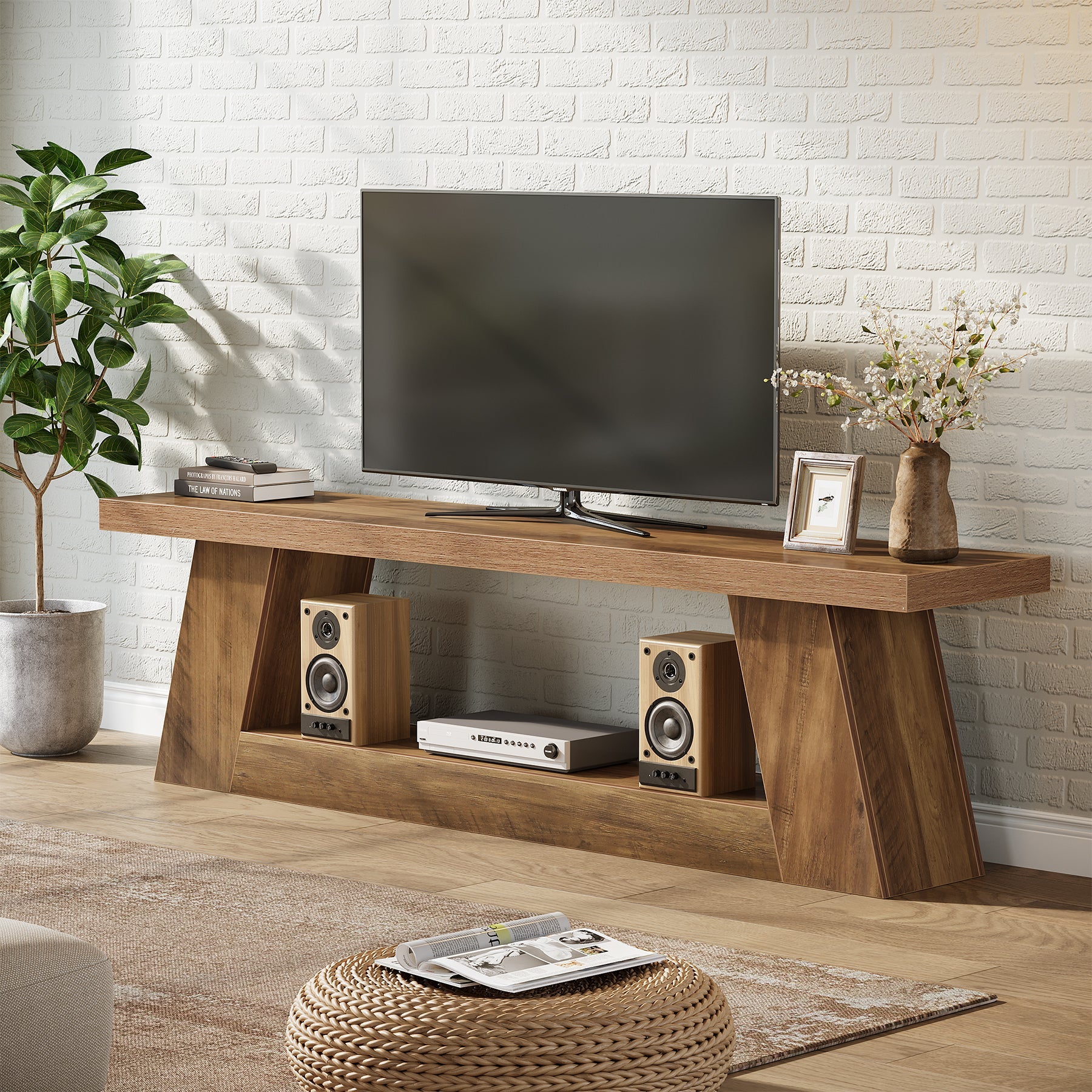 63" TV Stand for  UP to 75" TVs, Media TV Console with Storage Shelves