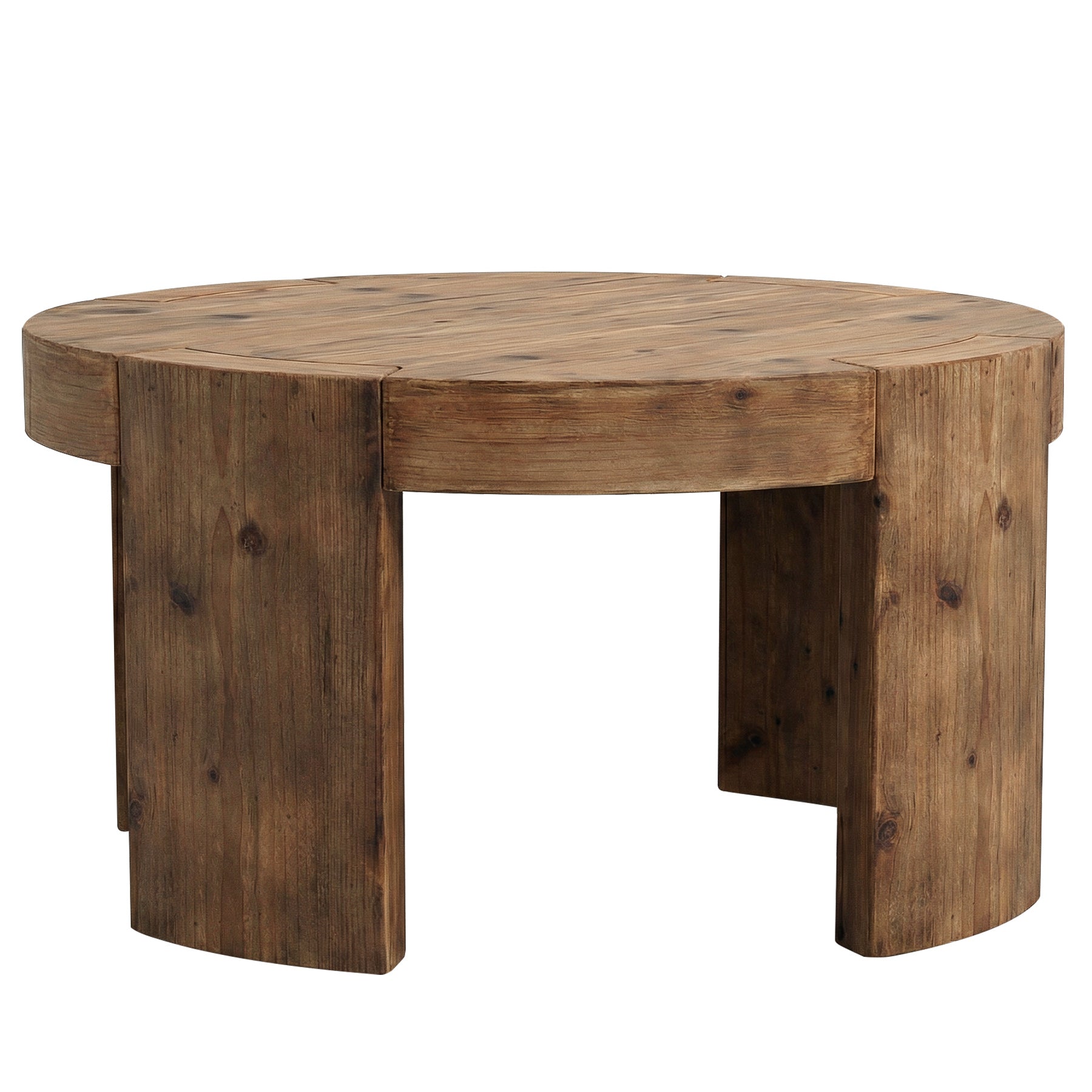 31.5" Round Coffee Table, Solid Wood Center Cocktail Tea Table for Living Room