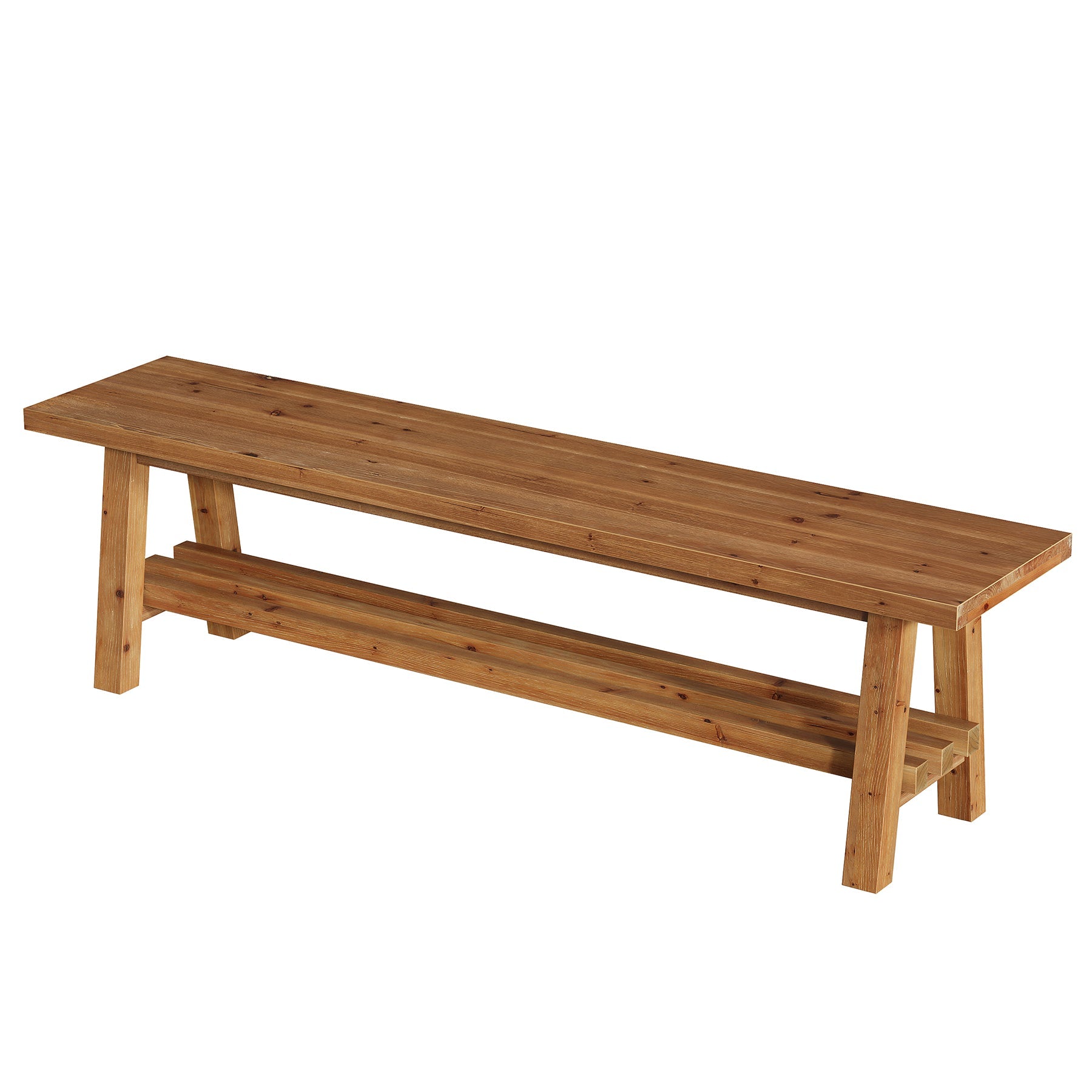 55" Solid Wood Dining Bench, 2-Tier Kitchen Dining Seat for Dining Room