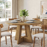 Solid Wood Round Dining Table for 4-6, 47" Farmhouse Kitchen Table for Dining Room 3