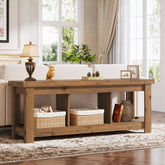 Solid Wood Console Table, 63" Sofa Entryway Table With 3 Open Shelves 3
