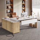 L-Shaped Executive Desk, 74.8" Computer Desk with Cabinet 3
