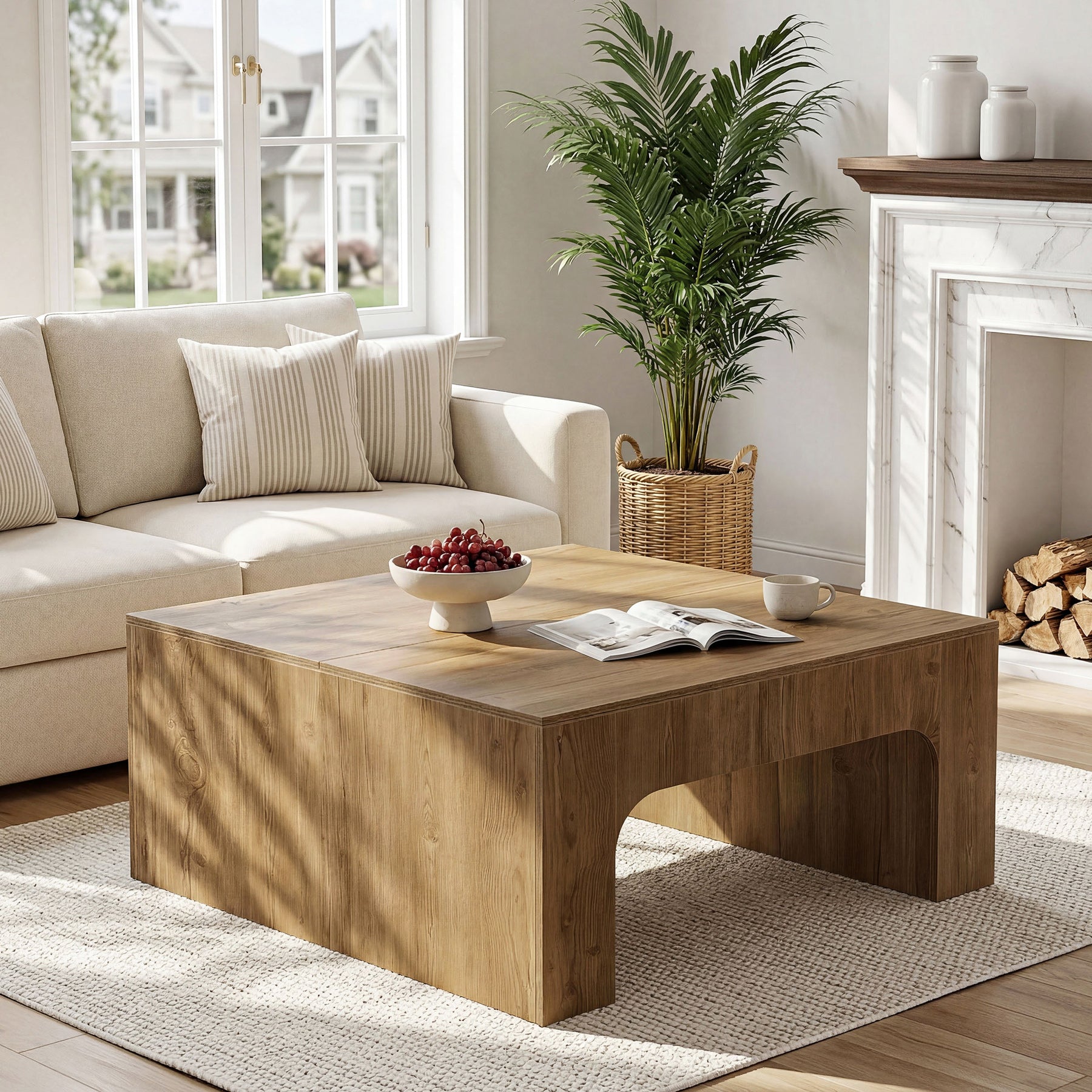 39" Square Coffee Table, Farmhouse Center Table for Living Room
