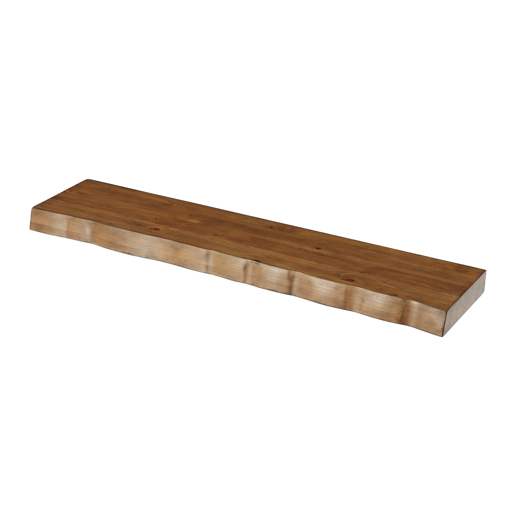 63" Solid Wood Fireplace Mantel, Floating Mantel Shelf with Live Edge for Living Room