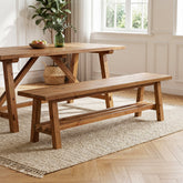 55" Solid Wood Dining Bench, 2-Tier Kitchen Dining Seat for Dining Room 3