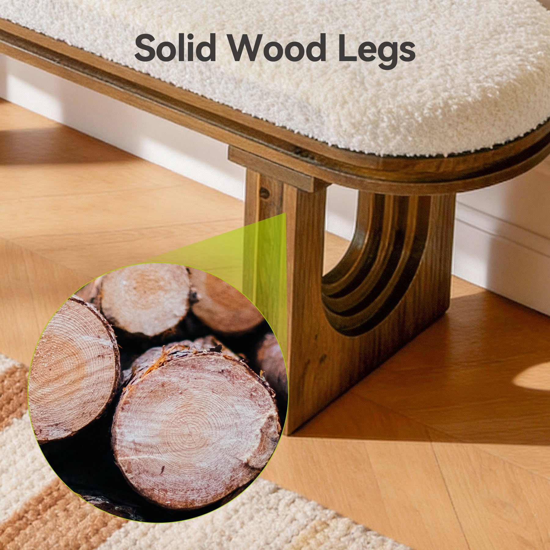 Solid Wood Entryway Bench, 47.24" End of Bed Bench with Upholstered