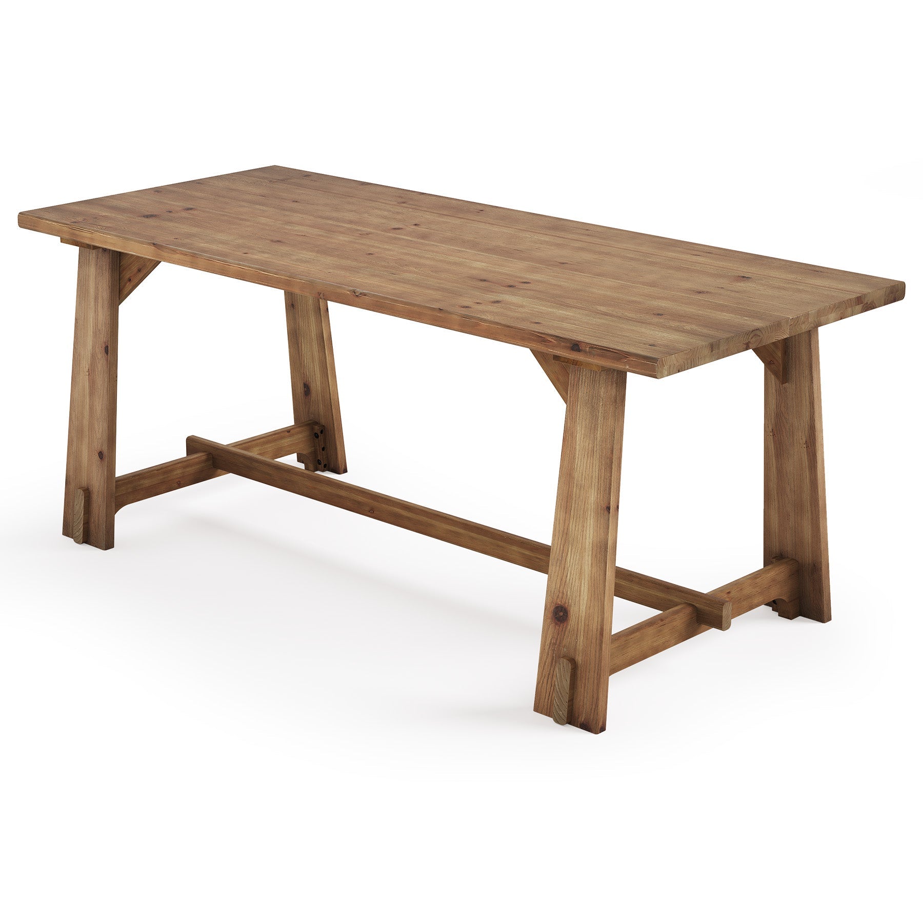 63" Solid Wood Dining Table for 4-6 People, Rustic Farmhouse Kitchen & Dining Room Table