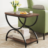2-Tier End Table, Rectangular Side Table with Stylish Metal Frame 3