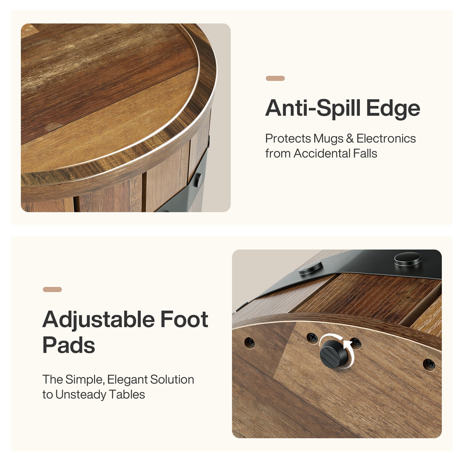 19.68" Barrel End Table with Hidden Storage, Round Side Table with Lid for Living Room