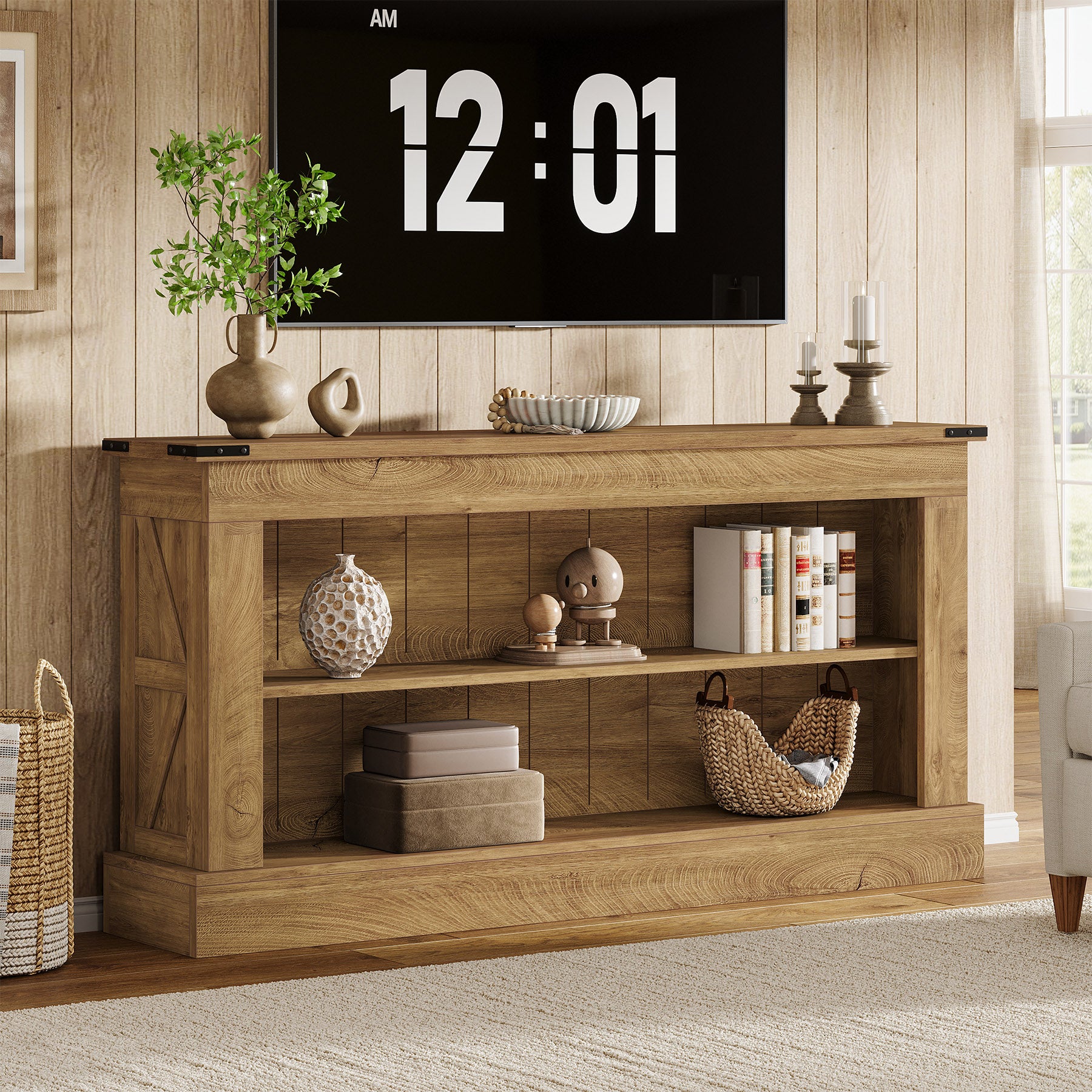 63" TV Stand, Modern Entertainment Center Media Console For 75" TV