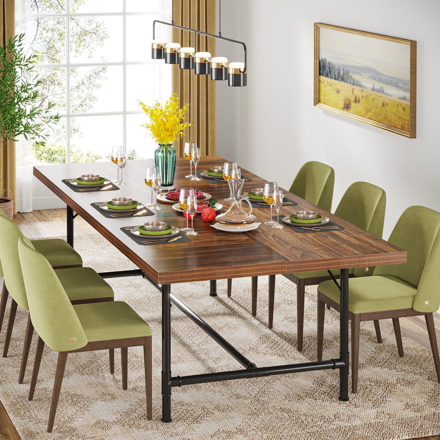 70.8" Industrial Dining Table Kitchen Table for 6-8 People Tribesigns