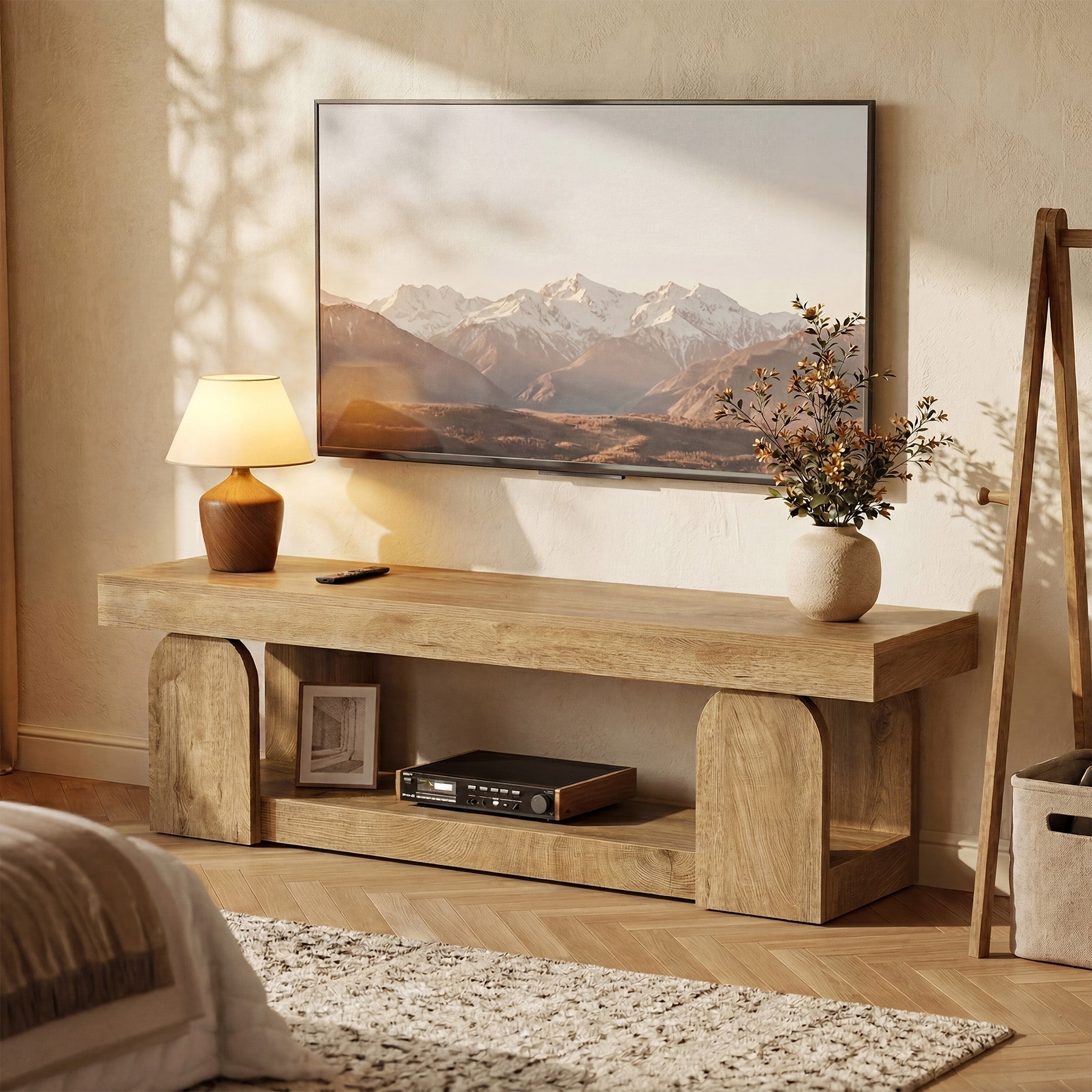 63" TV Stand, TV Media Console with Open Storage Shelf for TVs up to 65"