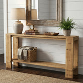 70.9" Solid Wood Console Table, 2-Tier Entryway Sofa Table for Hallway 3