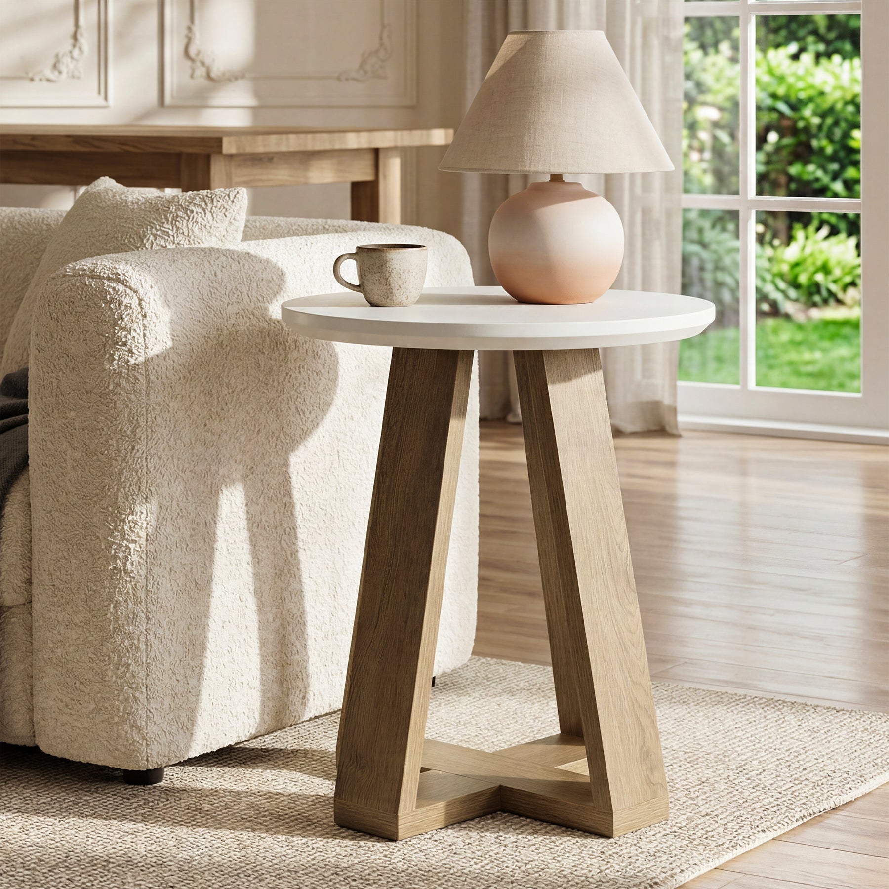 Round End Table, Modern Side Table Small Accent Table for Living Room