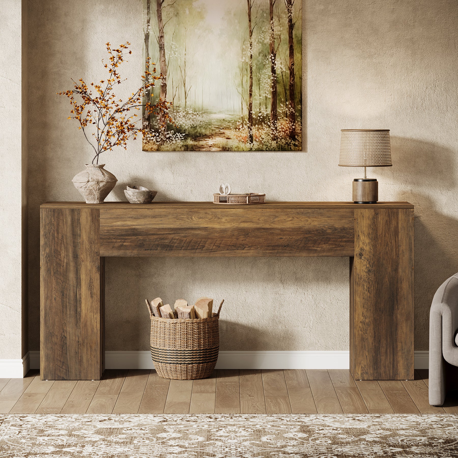 71" Console Table, Farmhouse Entryway Sofa Table Behind Couch
