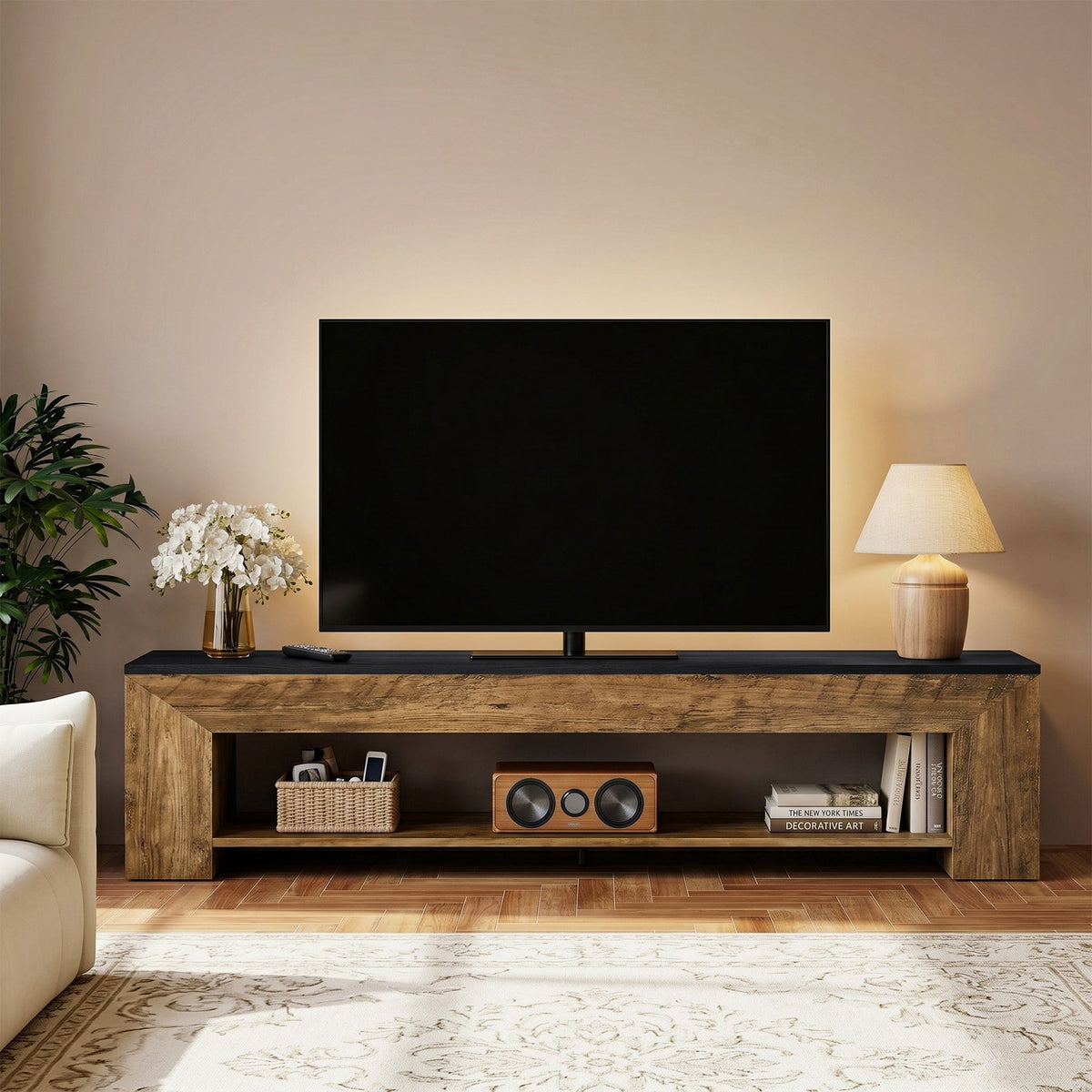 71" TV Stand, Large Entertainment Center with Shelf for TVs up to 80"