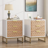 3 Drawers Nightstand, Modern Bedside End Table with Metal Frame Tribesigns 3