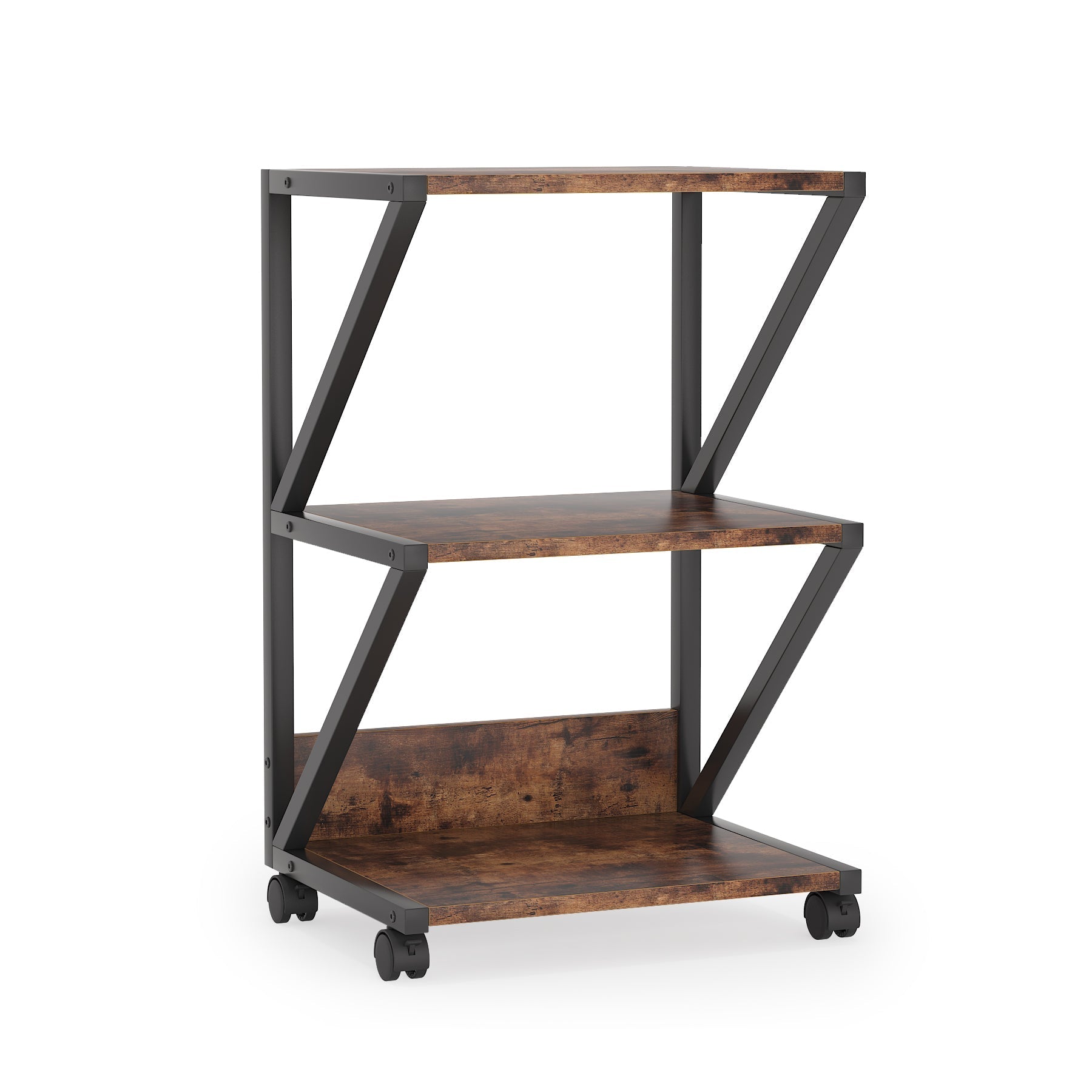 3-Tier Printer Stand, Rolling Printer Cart Under Desk Storage Shelf Tribesigns
