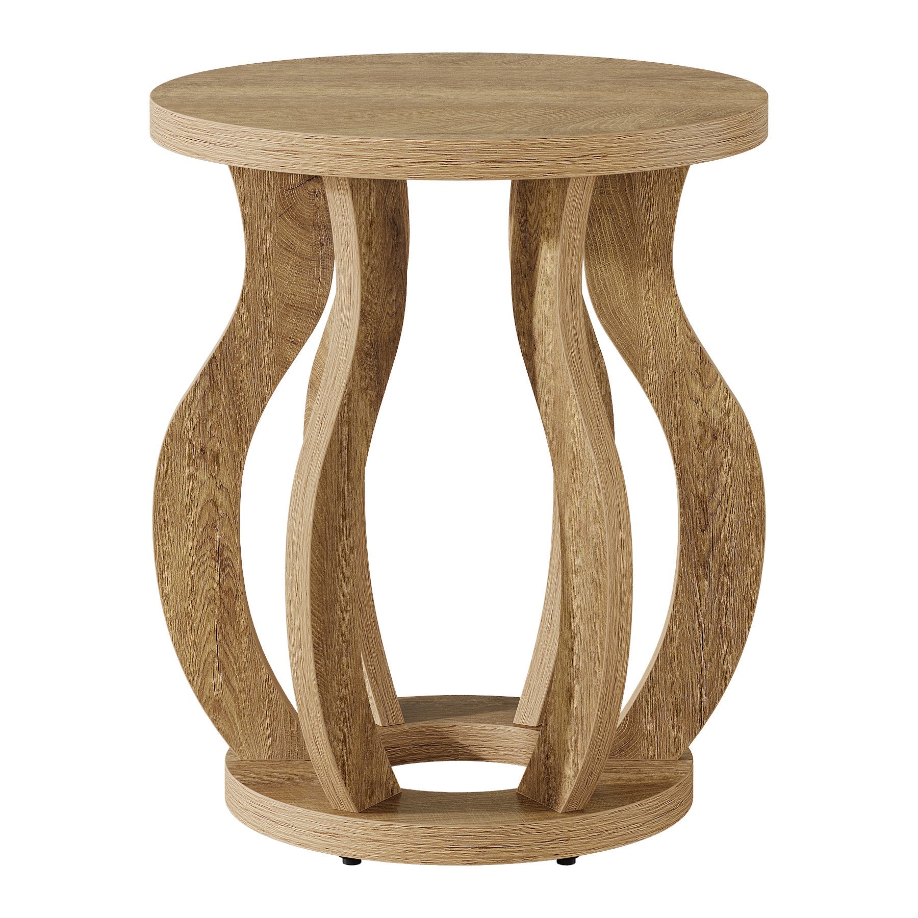 19.69" Round End Table, Curved Side Table Nightstand for Small Spaces