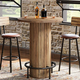 31" Bar Table, Round Bistro Pub Table with Footrest for Dining Coffee Cocktail Tribesigns 3