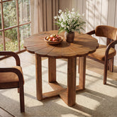 31.5" Solid Wood Round Dining Table, Solid Wood Round Dining Table for 2-4 3