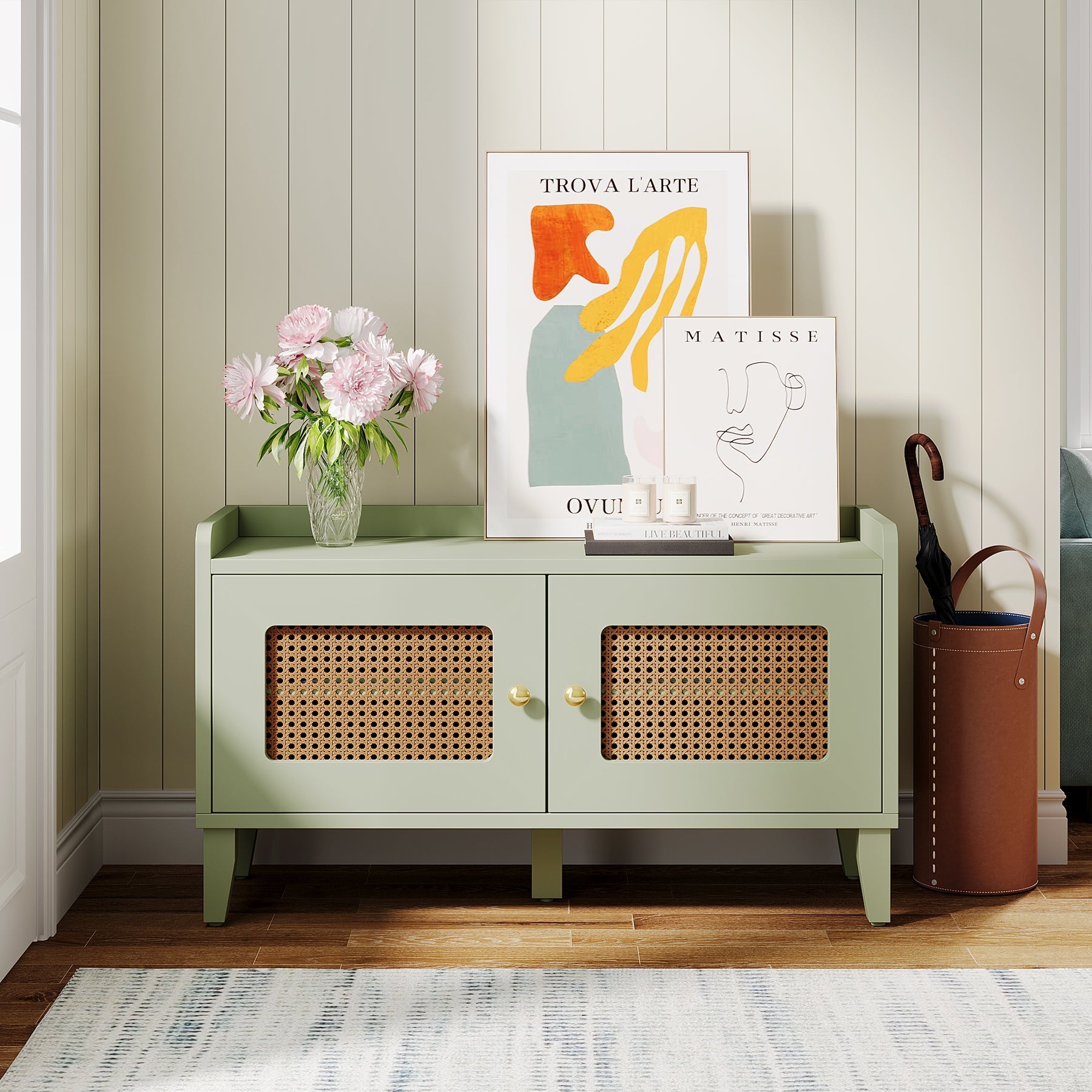 39" Shoe Bench, Wood 2 - Tier Shoe Rack Bench Entryway Bench Tribesigns