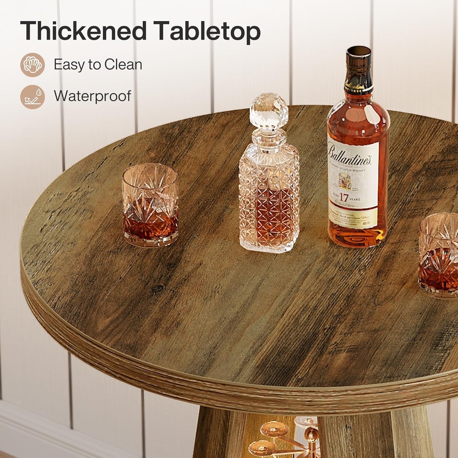 39.4" Bar Table, 3-Tier High Top Bistro Table Cocktail Pub Tables with Metal Footrest