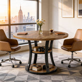 39" Small Conference Table, Modern Round Meeting Room Table for 2-4 People 3