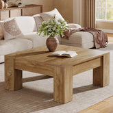 39" Square Coffee Table, Farmhouse Wood Coffee Table with Sturdy Legs 3