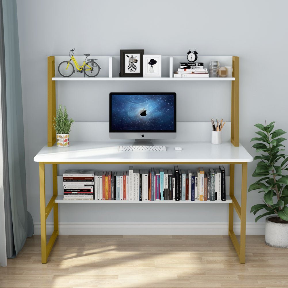 Tribesigns Computer Desk, Heavy Duty Writing Desk with Hutch & Bookshelf Tribesigns