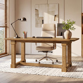 63" Solid Wood Executive Desk, Wooden Office Computer Desk with Thick Top & Sturdy Legs 3