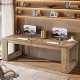 86.6" Two Person Desk, Farmhouse Solid Wood Computer Desk for Home Office 3