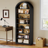 6-Tier / 8-Tier Bookshelf, Wooden Arched Bookcase Display Shelving Unit 3