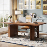 63" Executive Desk, Large Wood Computer Writing Table with Storage 3