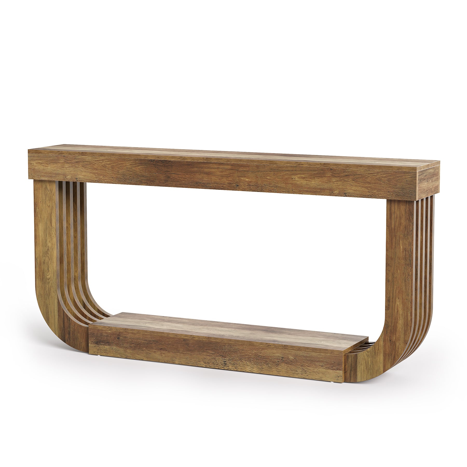 70.9" Console Table, 2-Tier Sofa Table with U-Shaped Pedestal