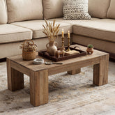 Solid Wood Coffee Table, 55" Rectangle Center Table with Heavy-Duty Legs for Living Room 3