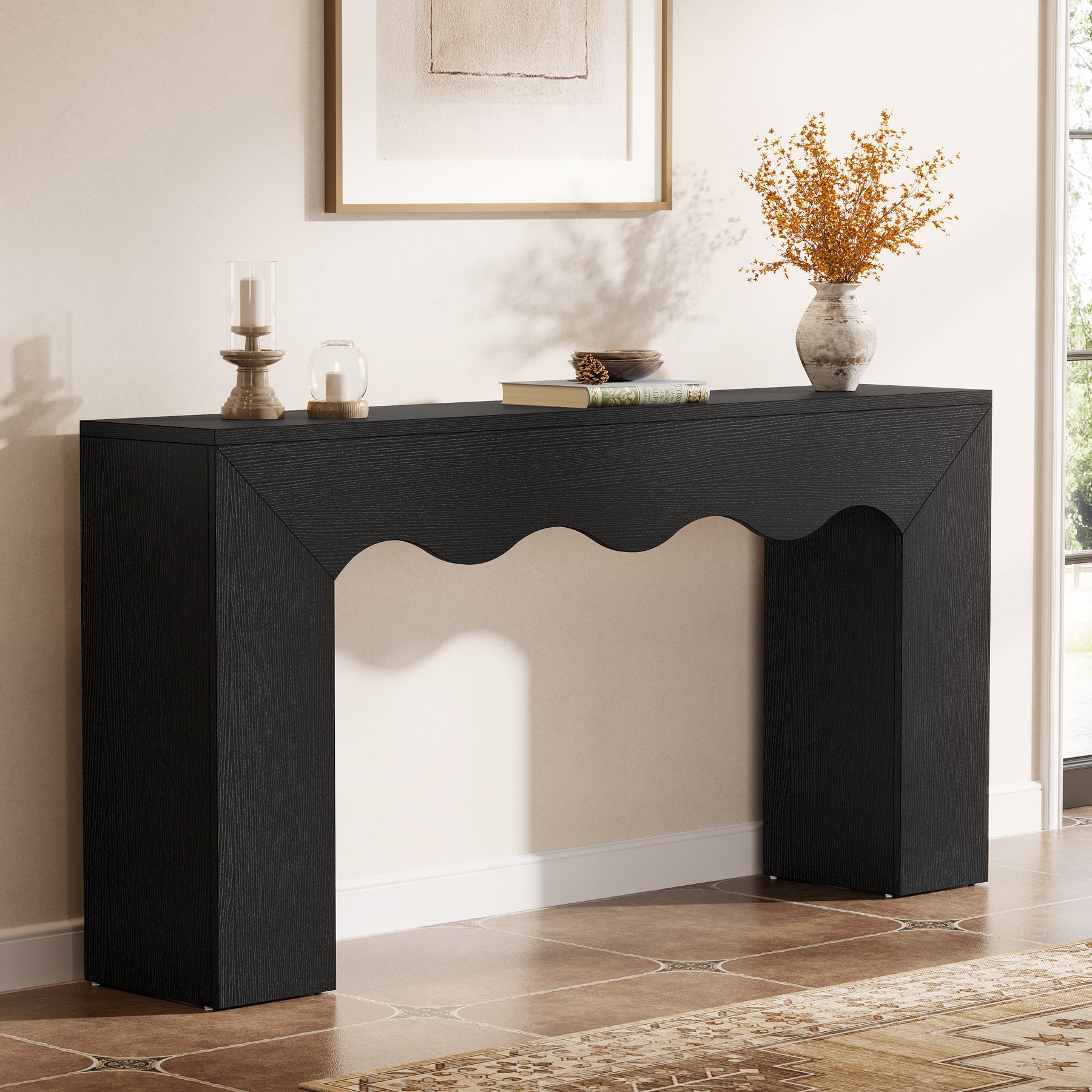63" Console Table, Wooden Sofa Table Entryway Table with Storage