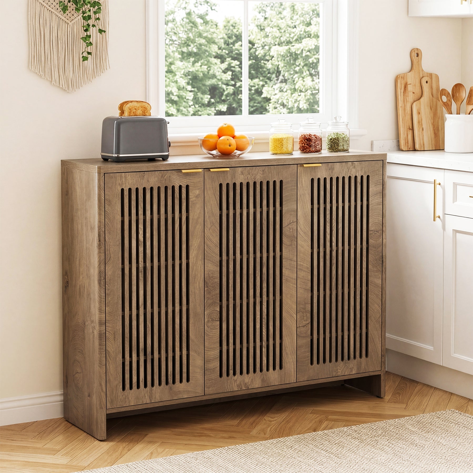 47" Buffet Cabinet with Storage, Sideboard Cabinet with Adjustable Shelves for Dining Room