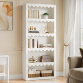 70" Bookcase, Modern 5-Tier Bookshelf Storage Organizer with Scalloped Edges 3