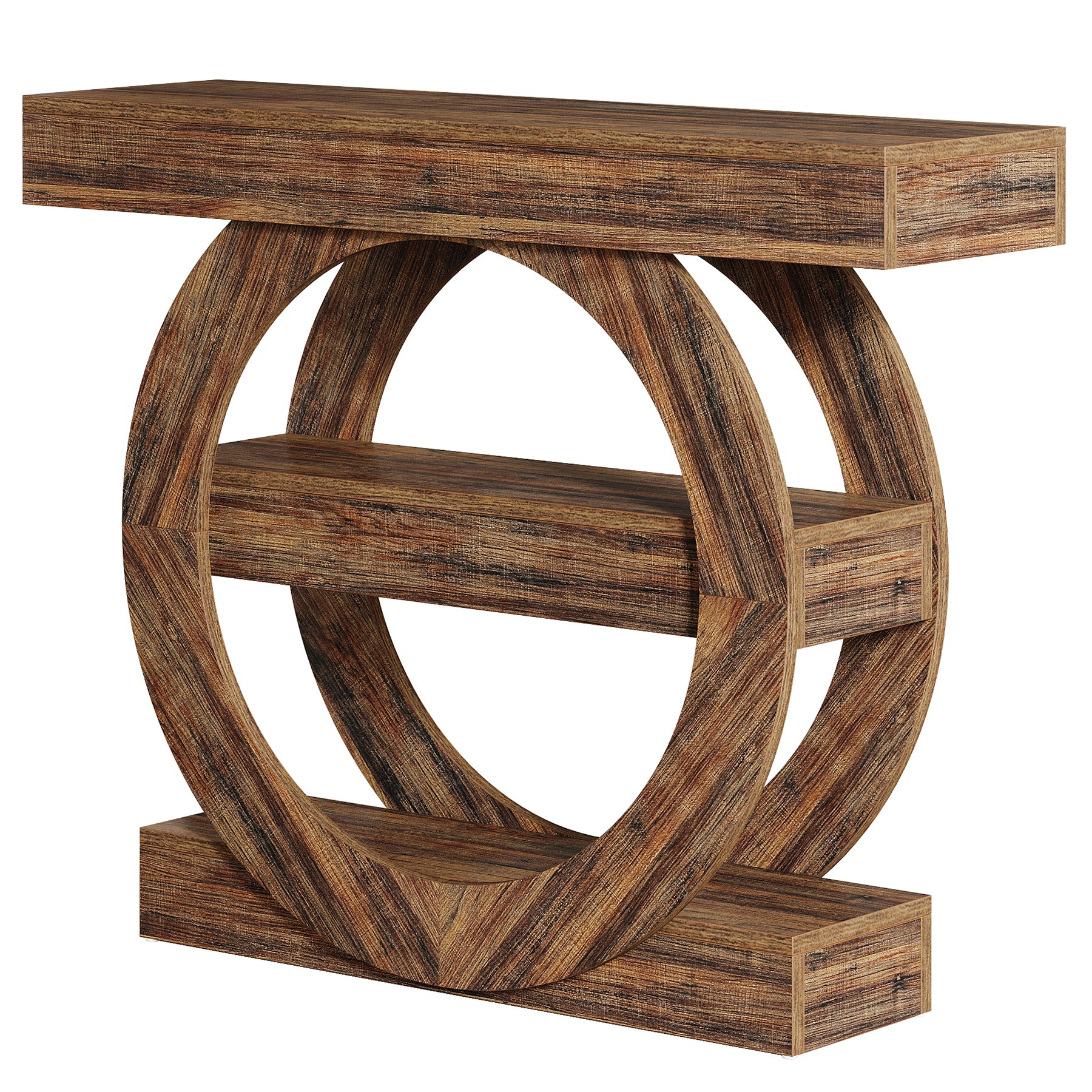 41.3" Console Table, 3-Tier Sofa Table Behind Couch with Circle Base