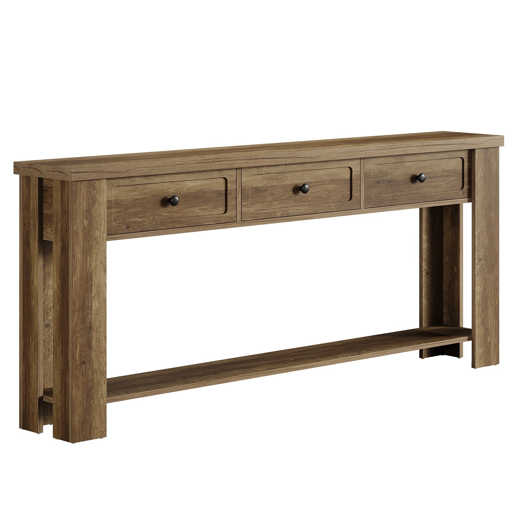 70.9" Console Table with 3 Drawers, Farmhouse Entryway Sofa Table with Shelf for Hallway