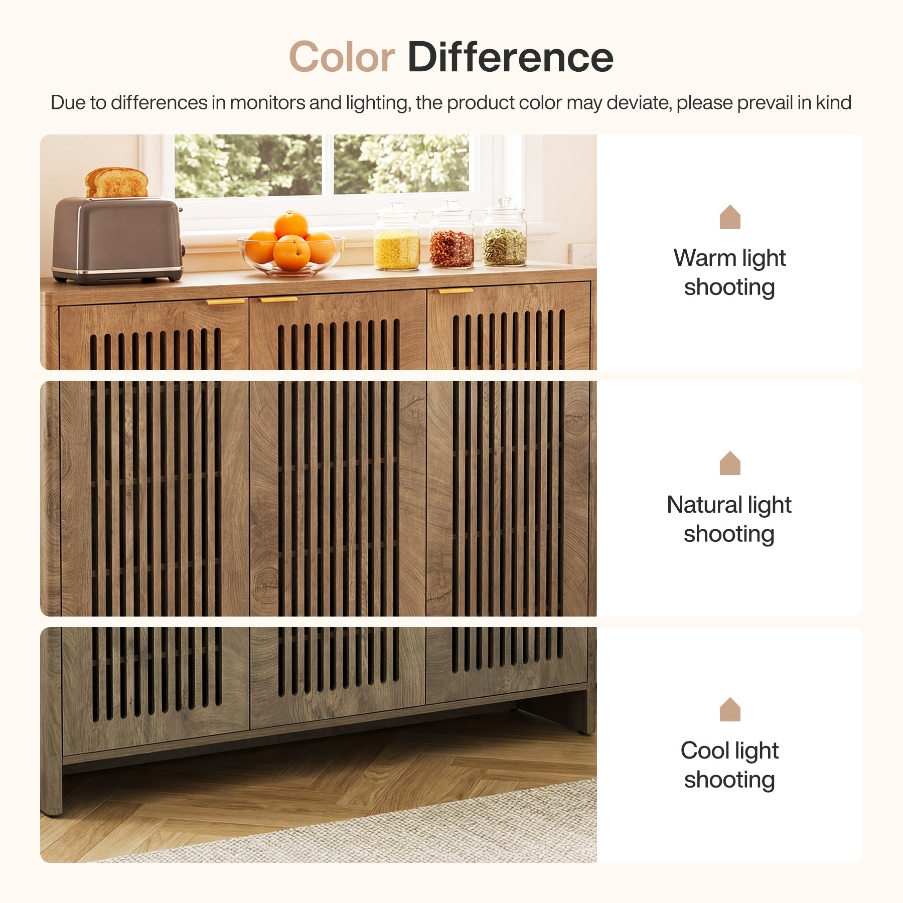 47" Buffet Cabinet with Storage, Sideboard Cabinet with Adjustable Shelves for Dining Room