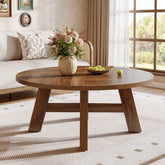 Round Coffee Table, 39" Circle Center Table with Reinforced Cross Brace 3